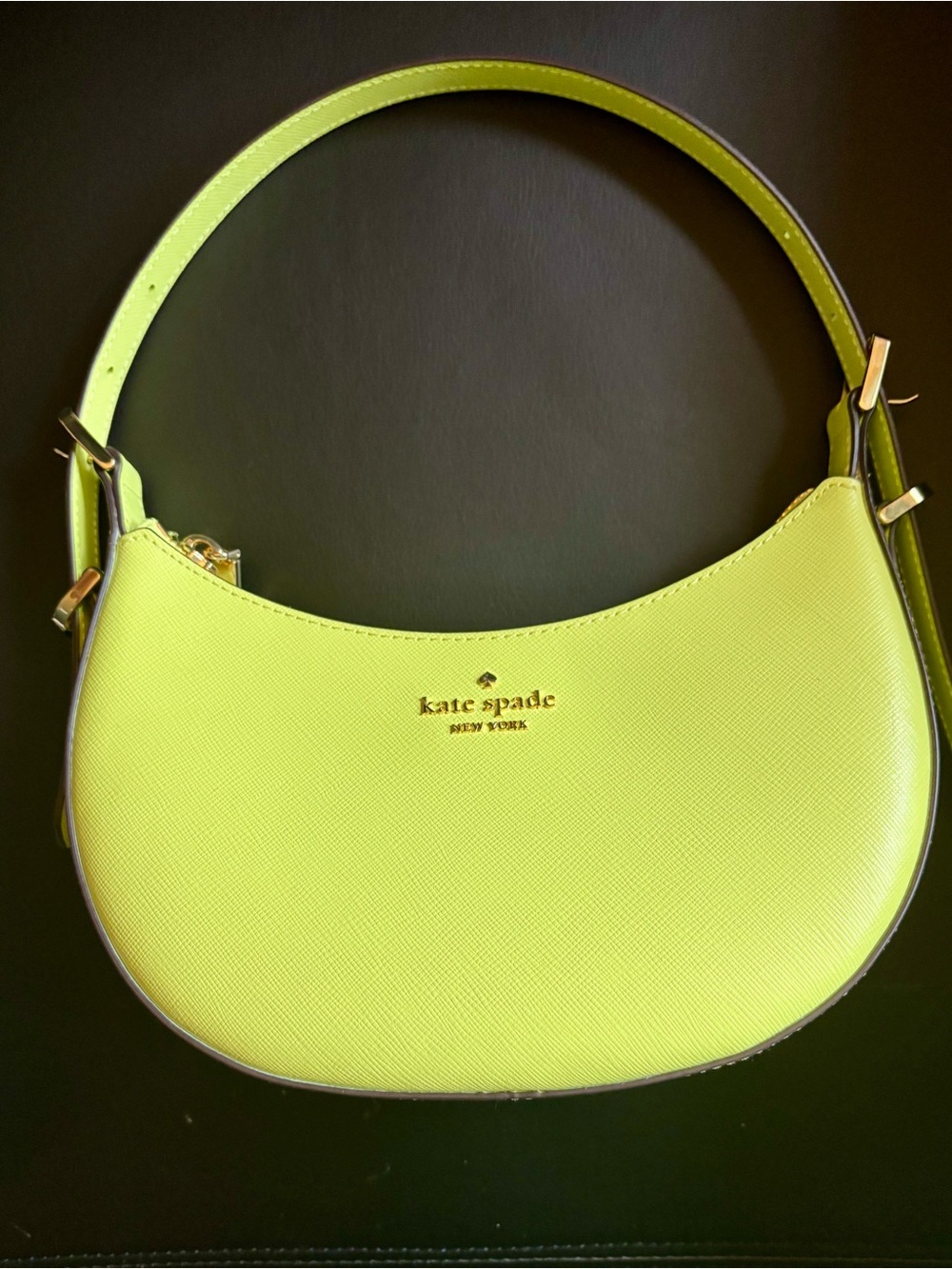 kate spade lime slushy green crescent shoulder bag with gold hardware, NWT